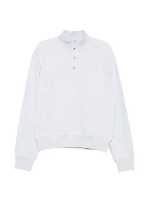 button-up high-neck sweatshirt