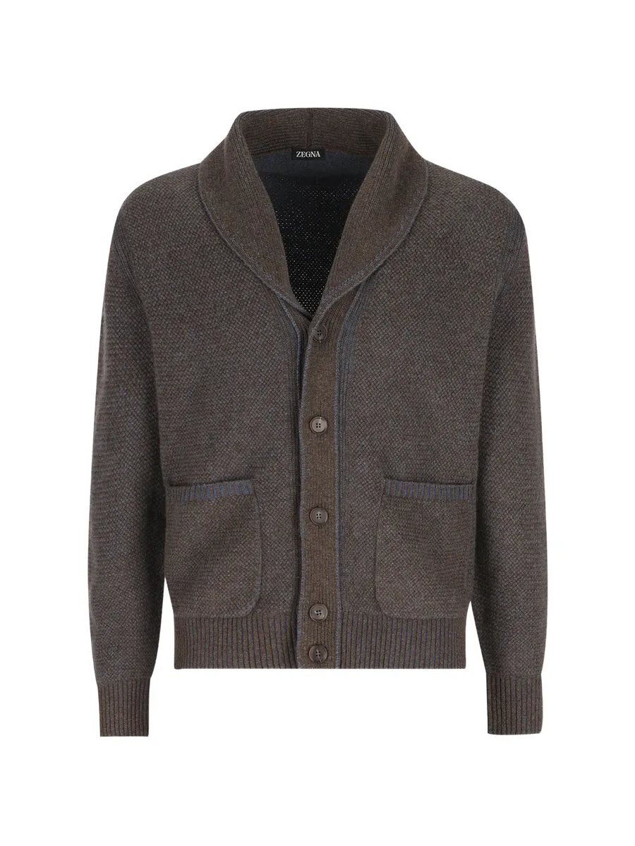 shawl-collar knit cardigan 1