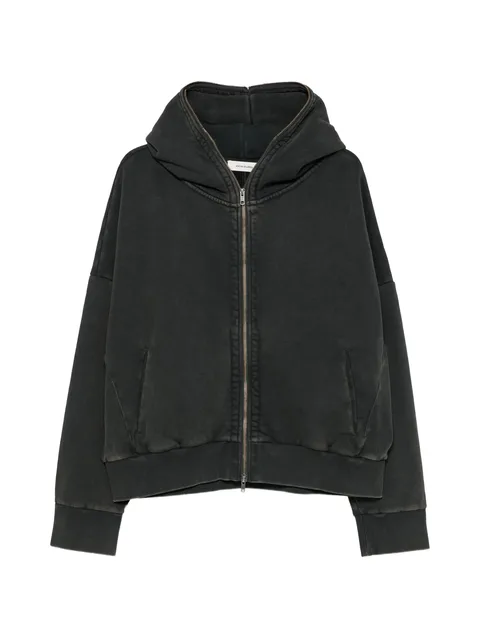 faded-effect zip-up hoodie