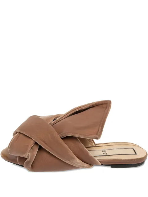 Pre-owned knotted velvet slide sandals