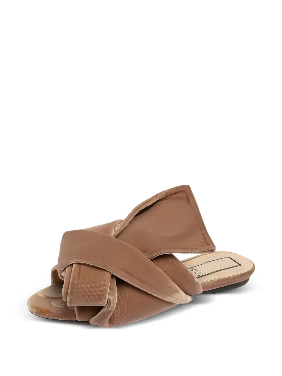 Pre-owned knotted velvet slide sandals 4