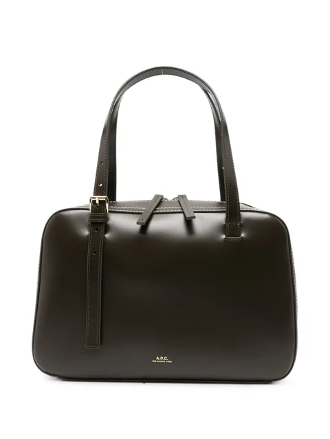 contrast-stitch leather shoulder bag