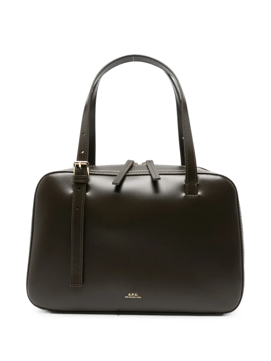 contrast-stitch leather shoulder bag 1