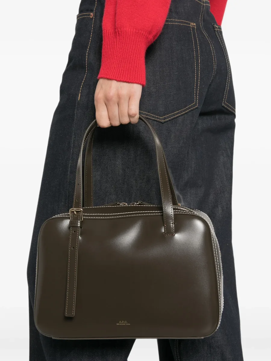 contrast-stitch leather shoulder bag 2