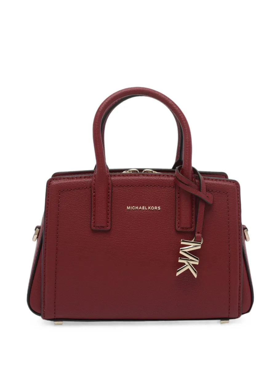 logo-plaque grained leather shoulder bag 1