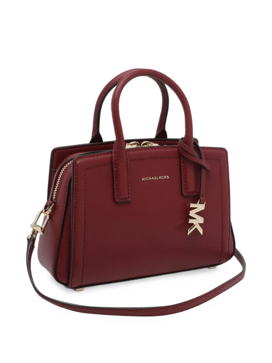 logo-plaque grained leather shoulder bag 3