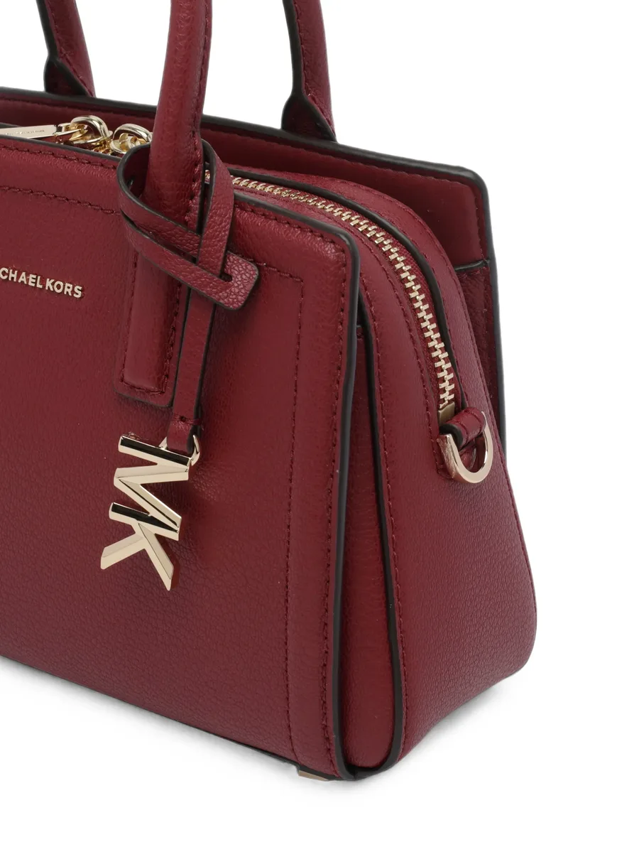 logo-plaque grained leather shoulder bag 4