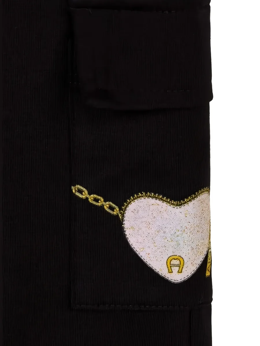 heart-print flap-pockets leggings 2
