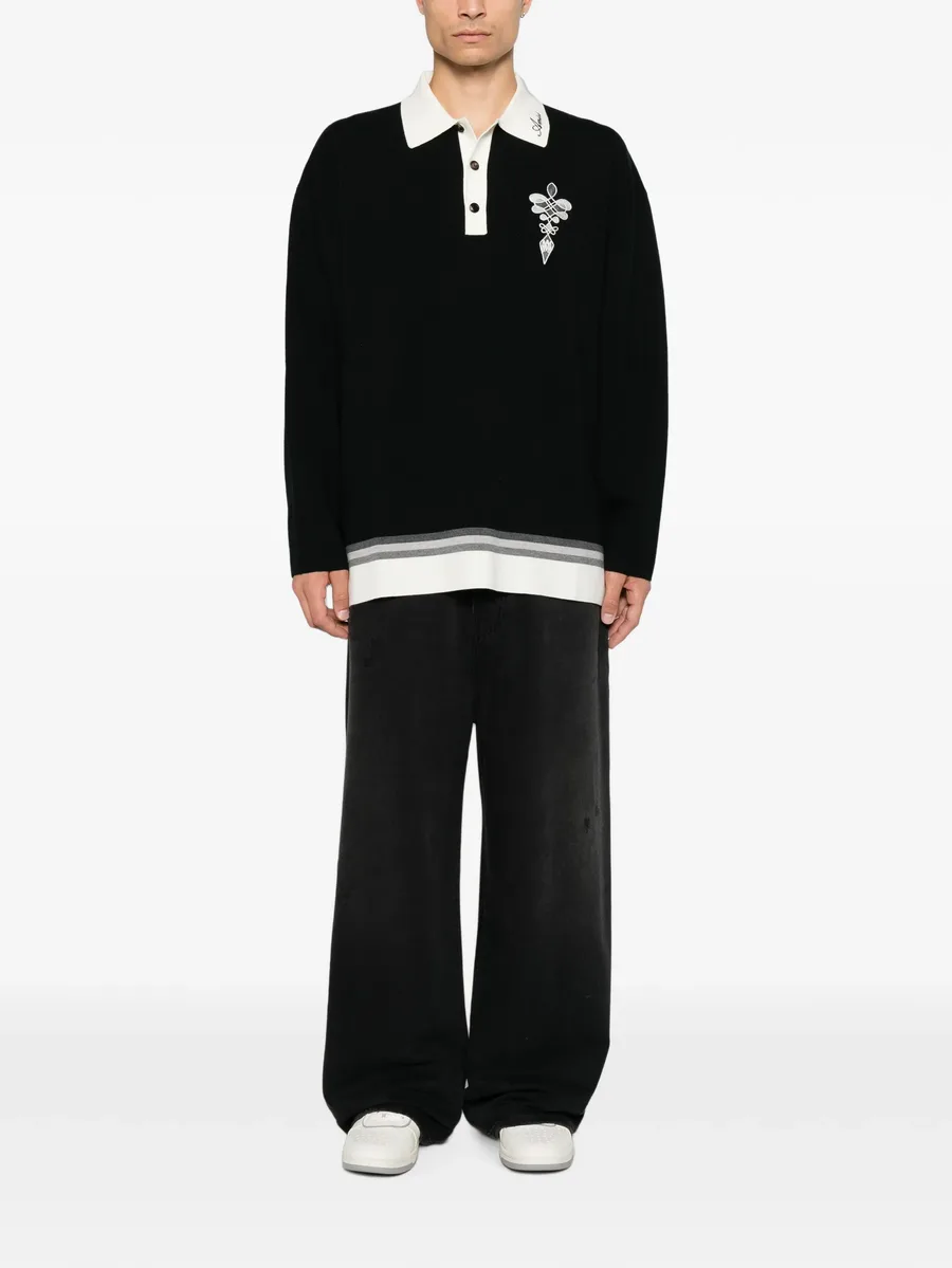 logo-embroidered striped-trim polo shirt 2