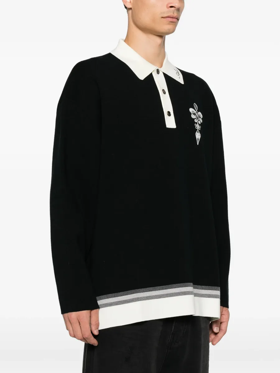 logo-embroidered striped-trim polo shirt 3