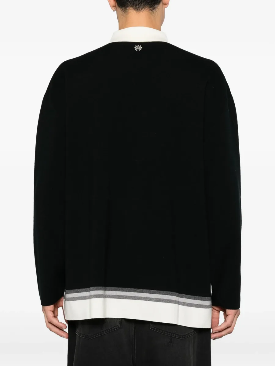 logo-embroidered striped-trim polo shirt 4