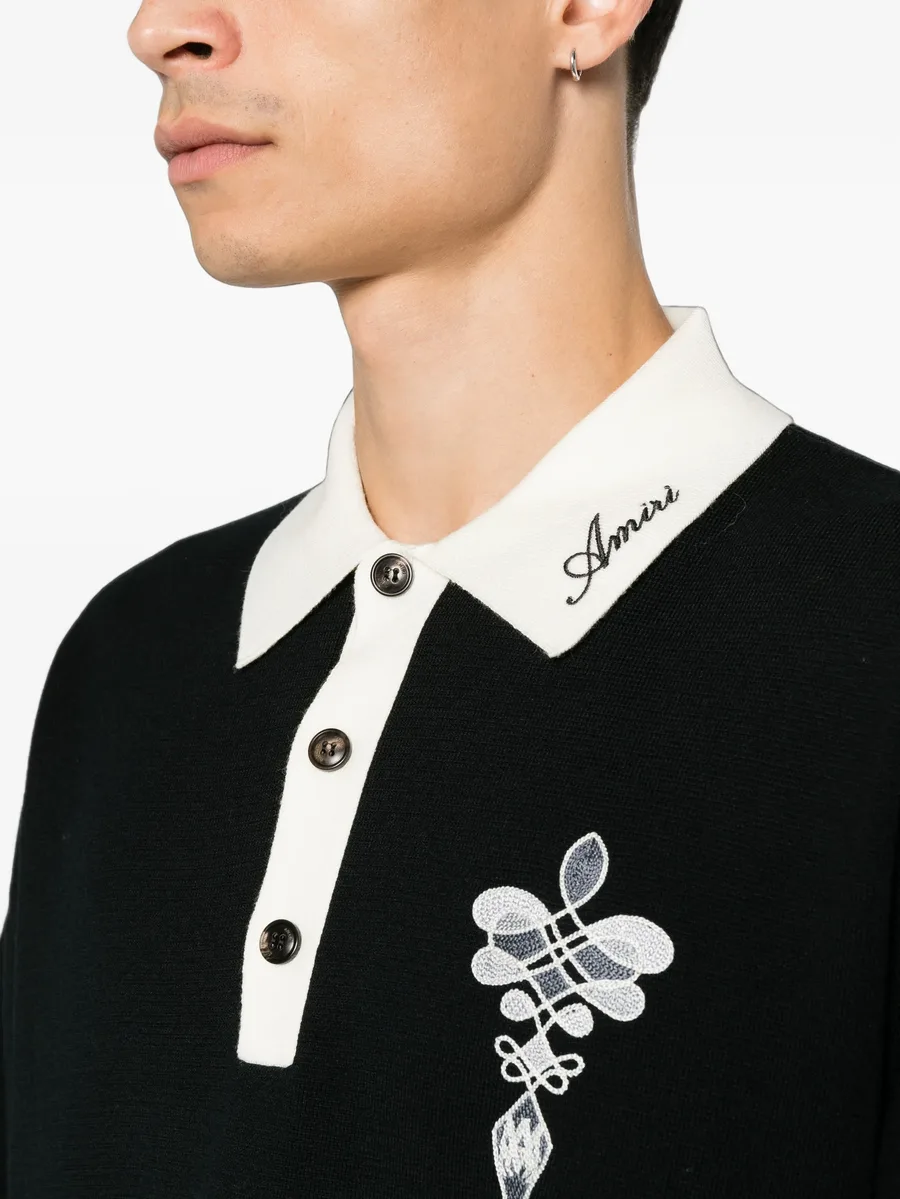 logo-embroidered striped-trim polo shirt 5