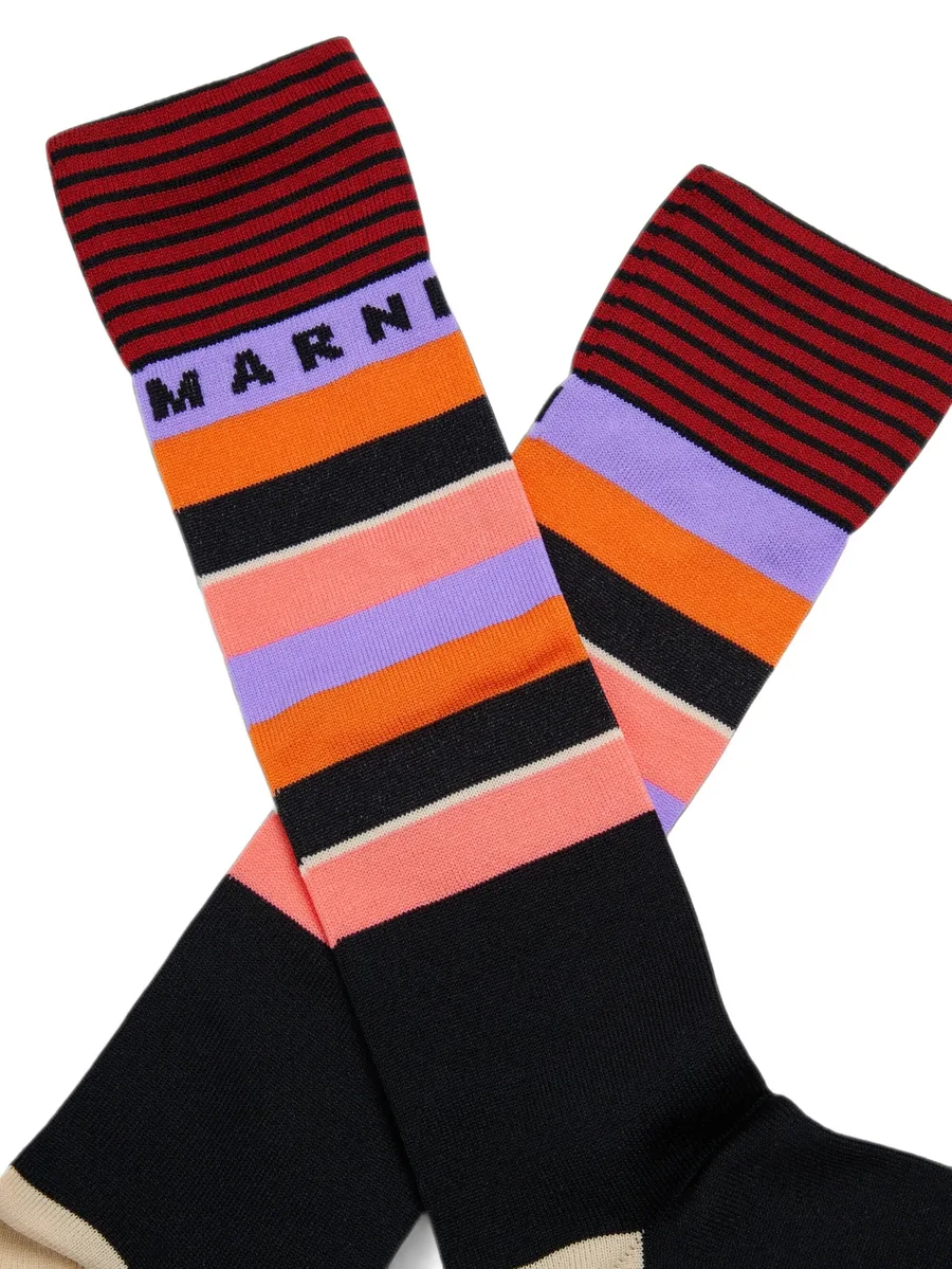 striped logo-knit socks 2