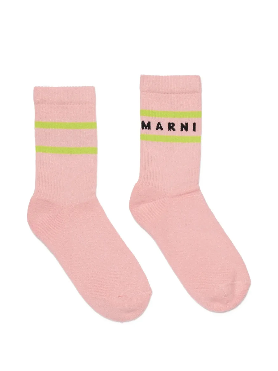 logo-intarsia striped socks 1