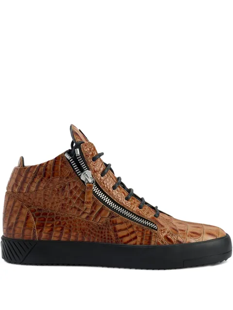 Kriss crocodile-effect zip-up trainers