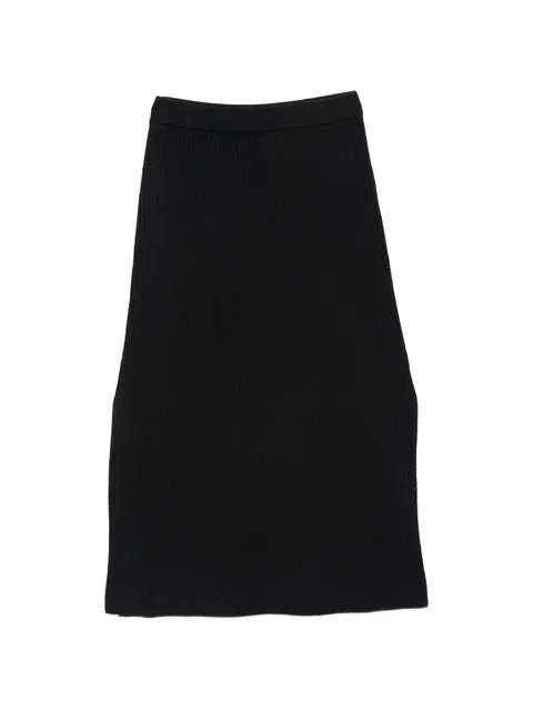 ribbed-knit side-slit midi skirt