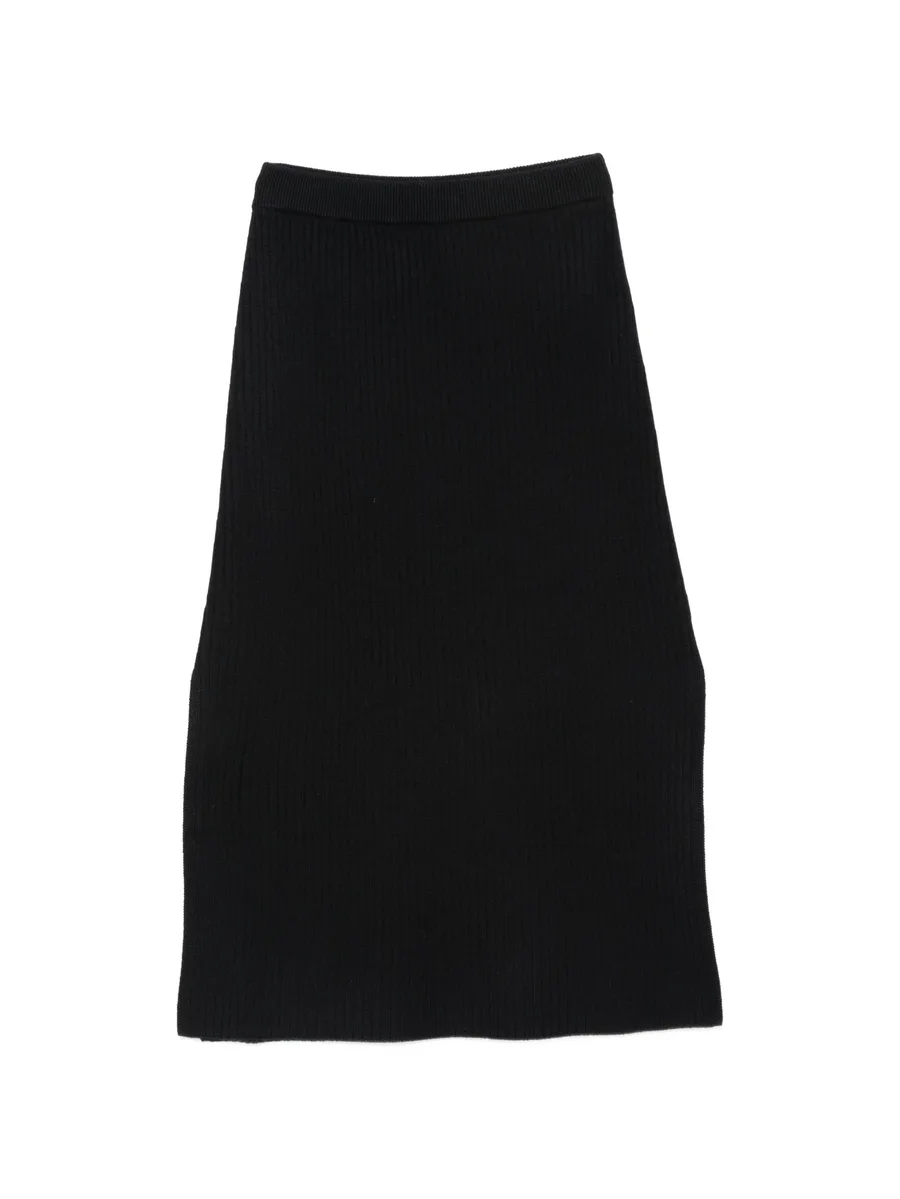 ribbed-knit side-slit midi skirt 1