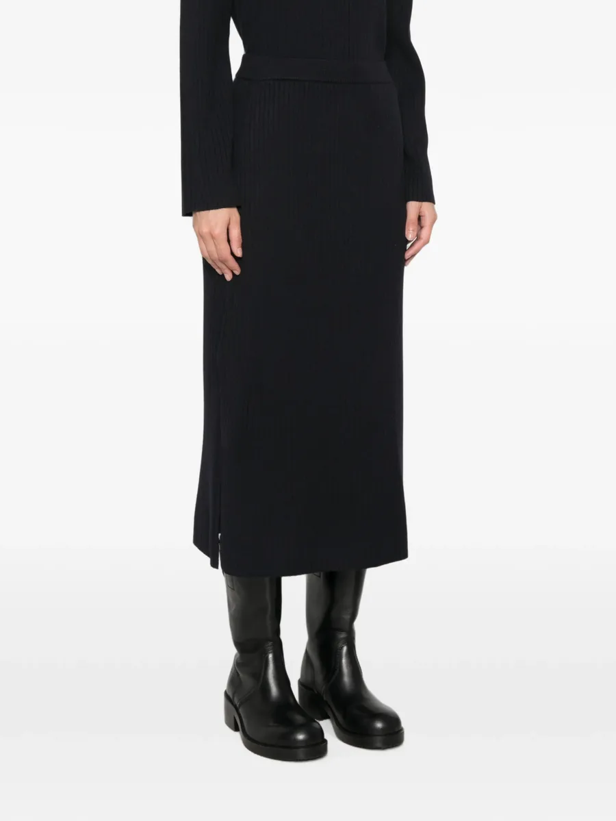 ribbed-knit side-slit midi skirt 3