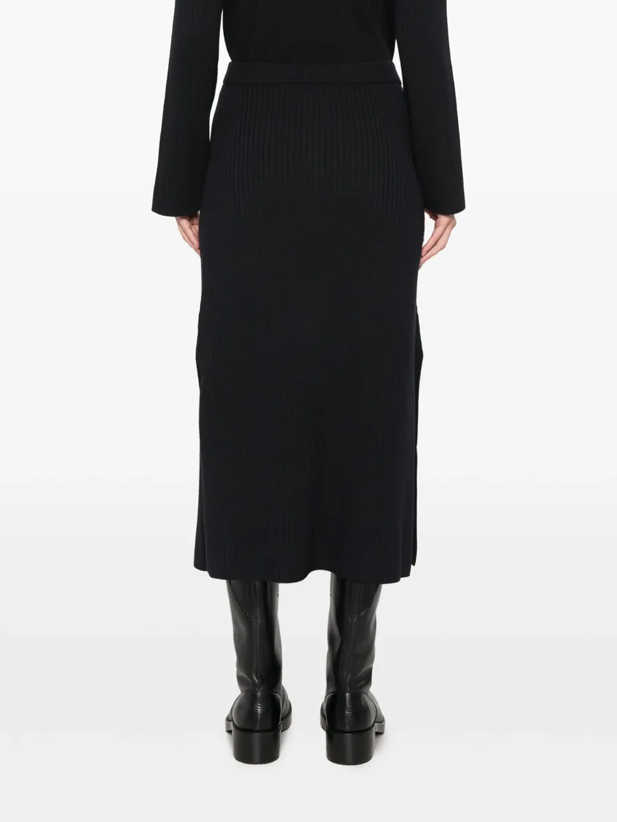 ribbed-knit side-slit midi skirt 4
