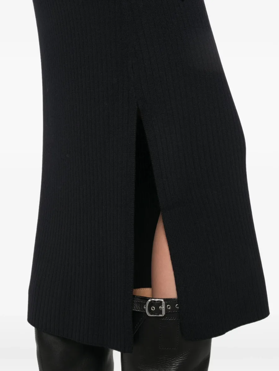 ribbed-knit side-slit midi skirt 5