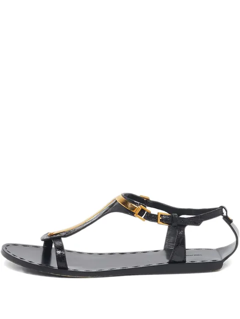 croc-embossed leather sandals
