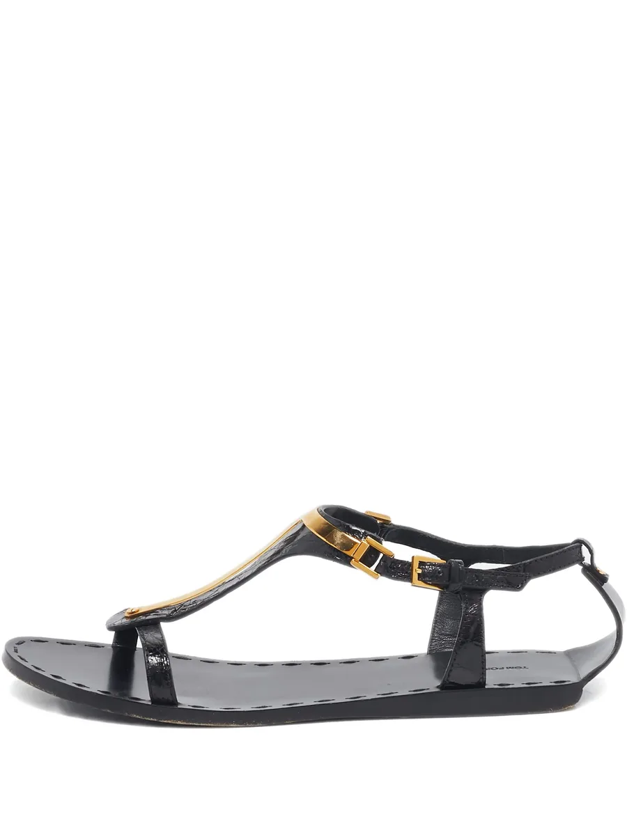 croc-embossed leather sandals 2