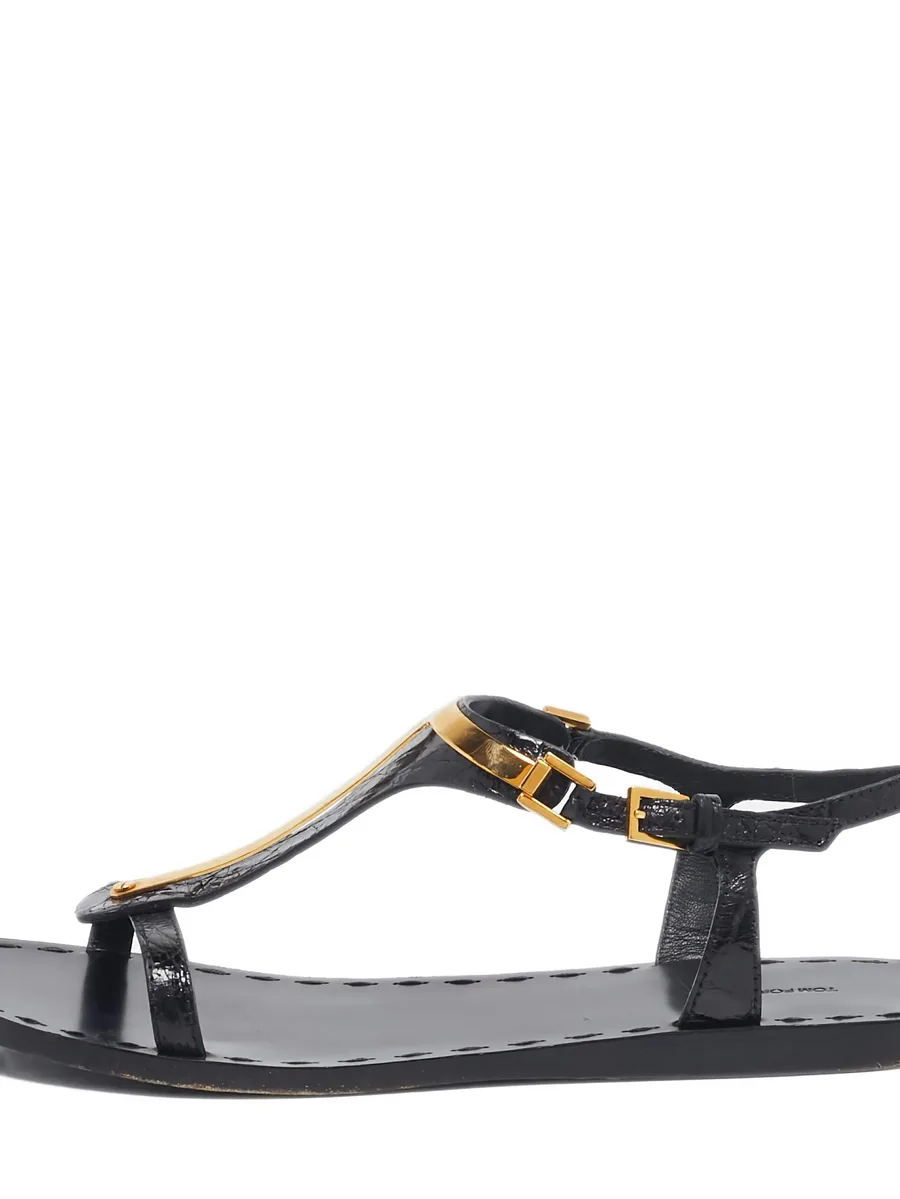 croc-embossed leather sandals 4