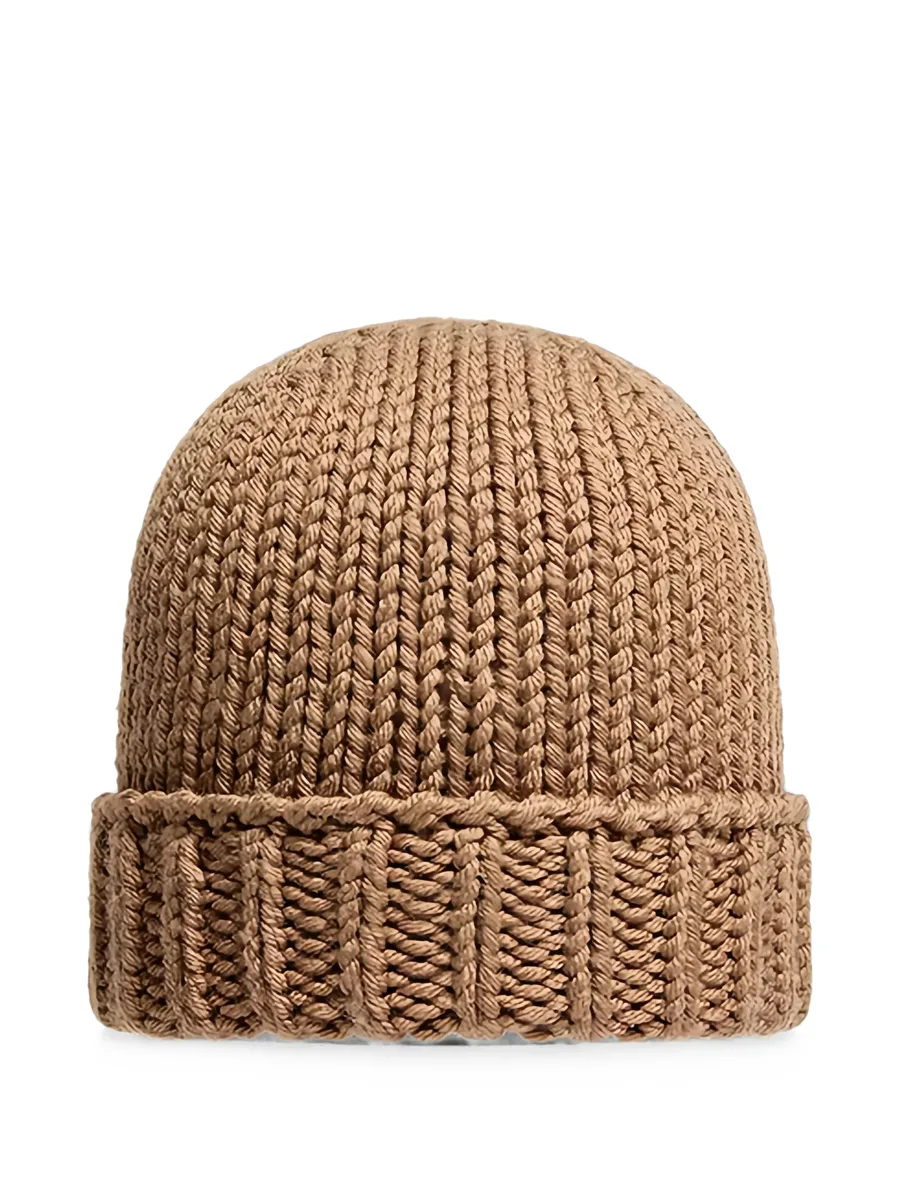 logo-patch chunky-knit beanie hat 2