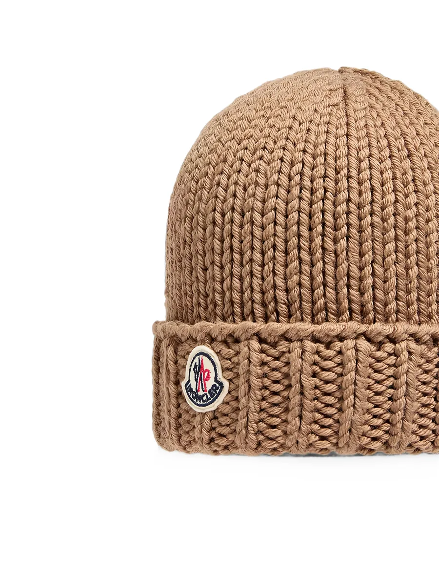 logo-patch chunky-knit beanie hat 3