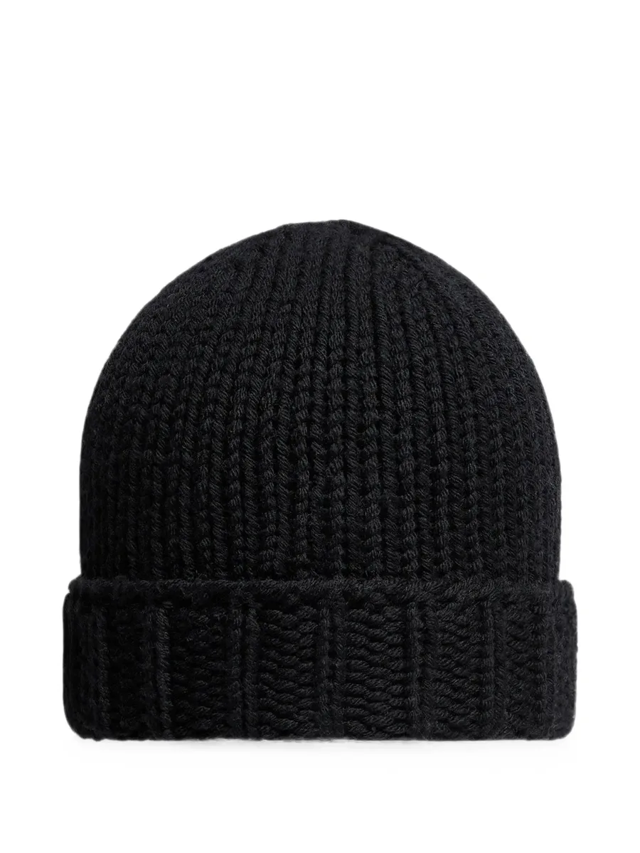 logo-patch chunky-knit beanie hat 2