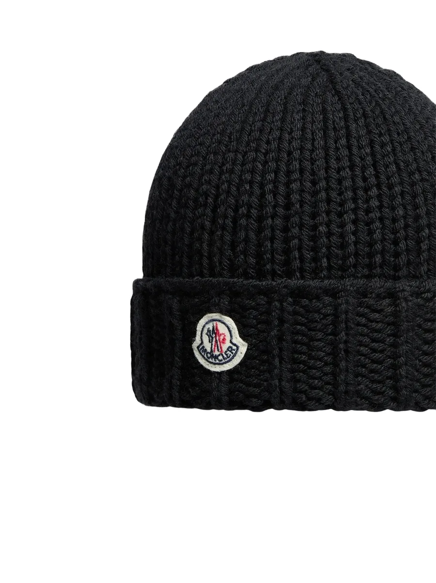 logo-patch chunky-knit beanie hat 3