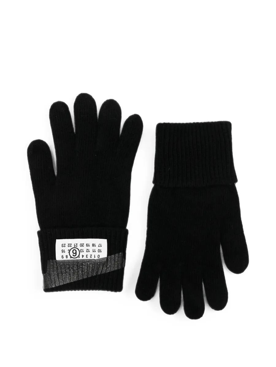 logo-patch ribbed gloves 1