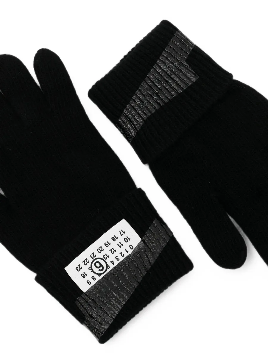 logo-patch ribbed gloves 3