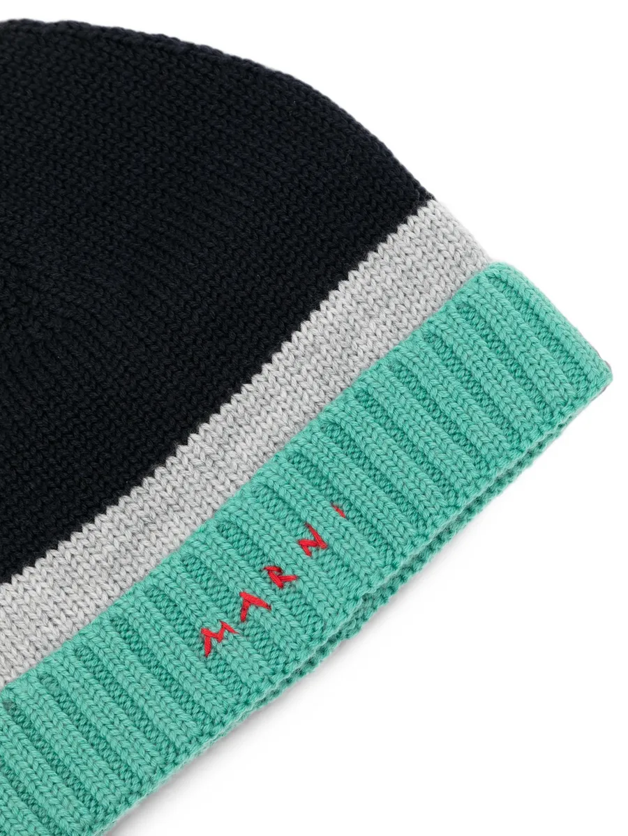 colour-block embroidered beanie hat 3