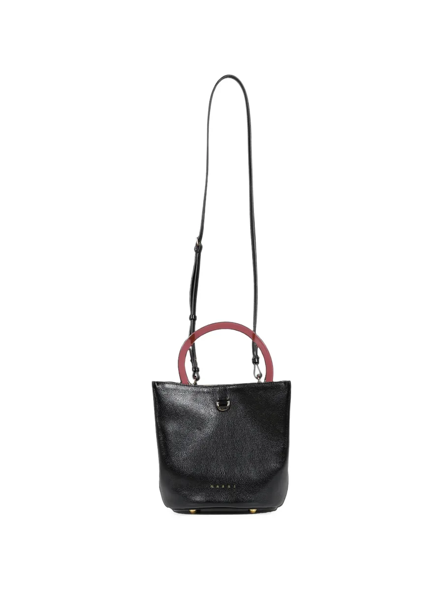 black leather Pannier bucket bag 4