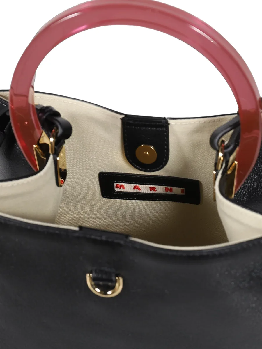 black leather Pannier bucket bag 5