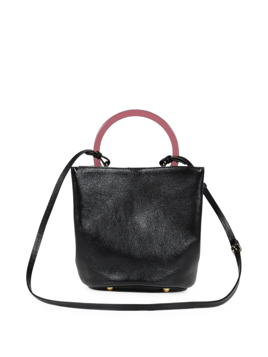 black leather Pannier bucket bag 2