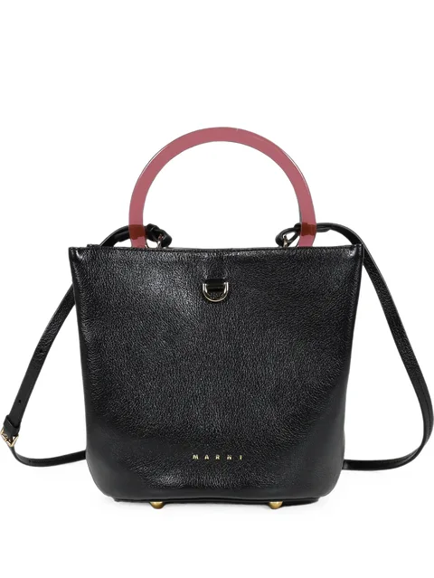 black leather Pannier bucket bag