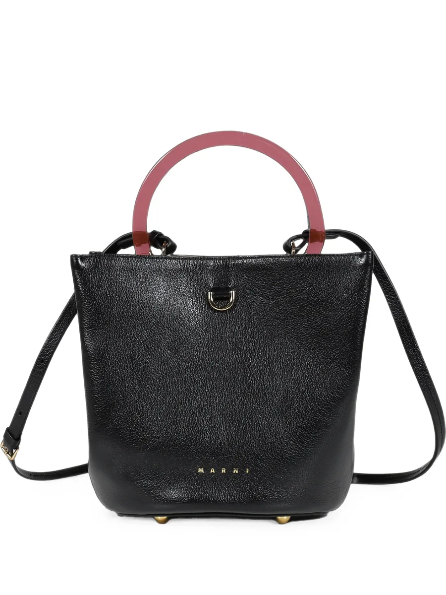 black leather Pannier bucket bag 1