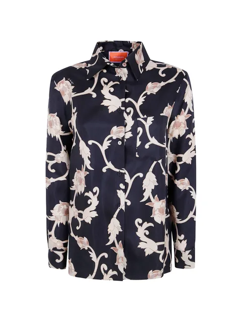 floral-print silk shirt