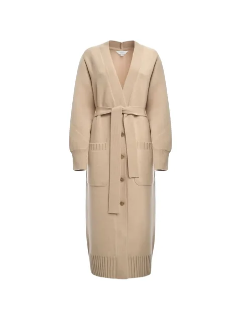 belted button-up cardi-coat