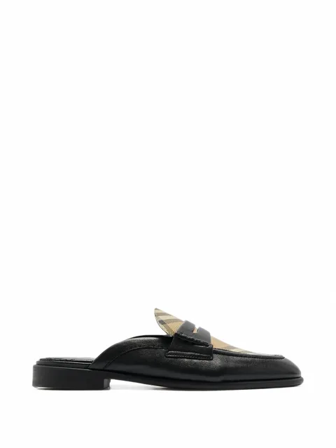 check and leather Opal mules