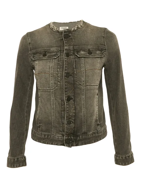 frayed-collar denim jacket