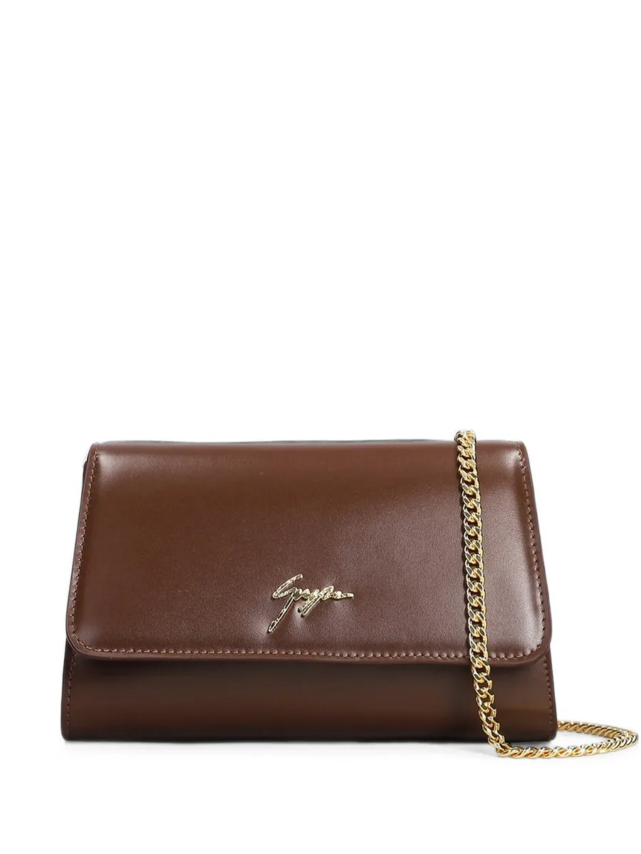 logo-plaque chain-strap leather clutch bag 1