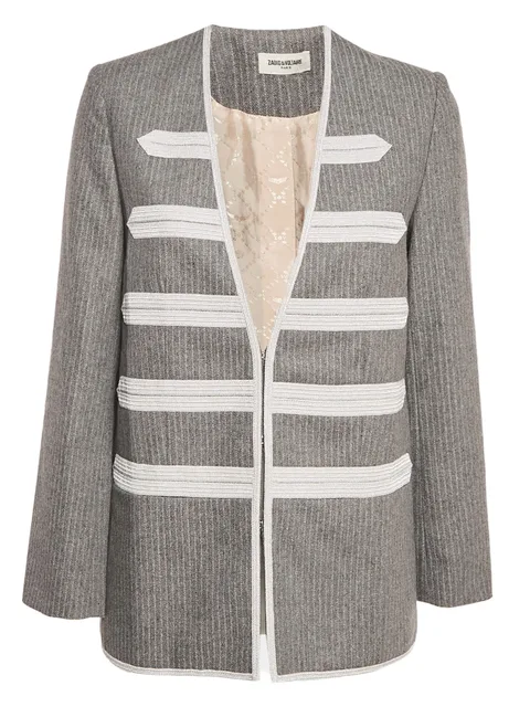 V-neck stripe-detail jacket