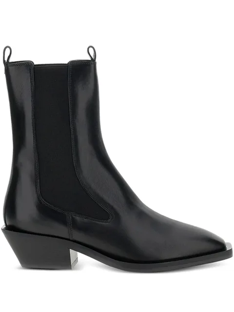 leather pointed-toe boots