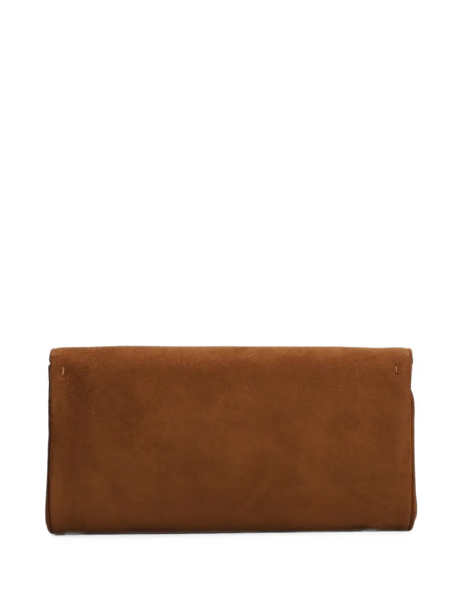 Flutie logo-plaque chain-link suede clutch bag 2