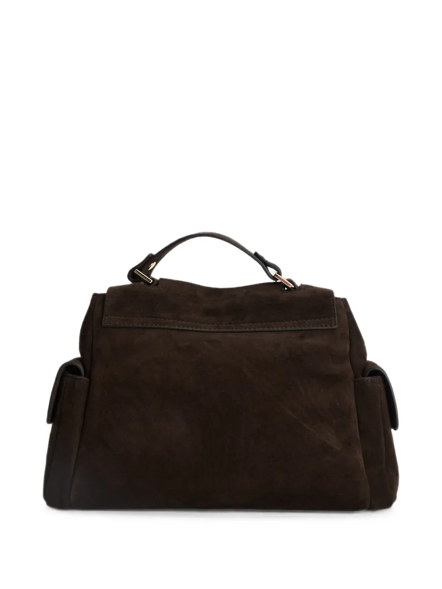 logo-plaque suede tote bag 2