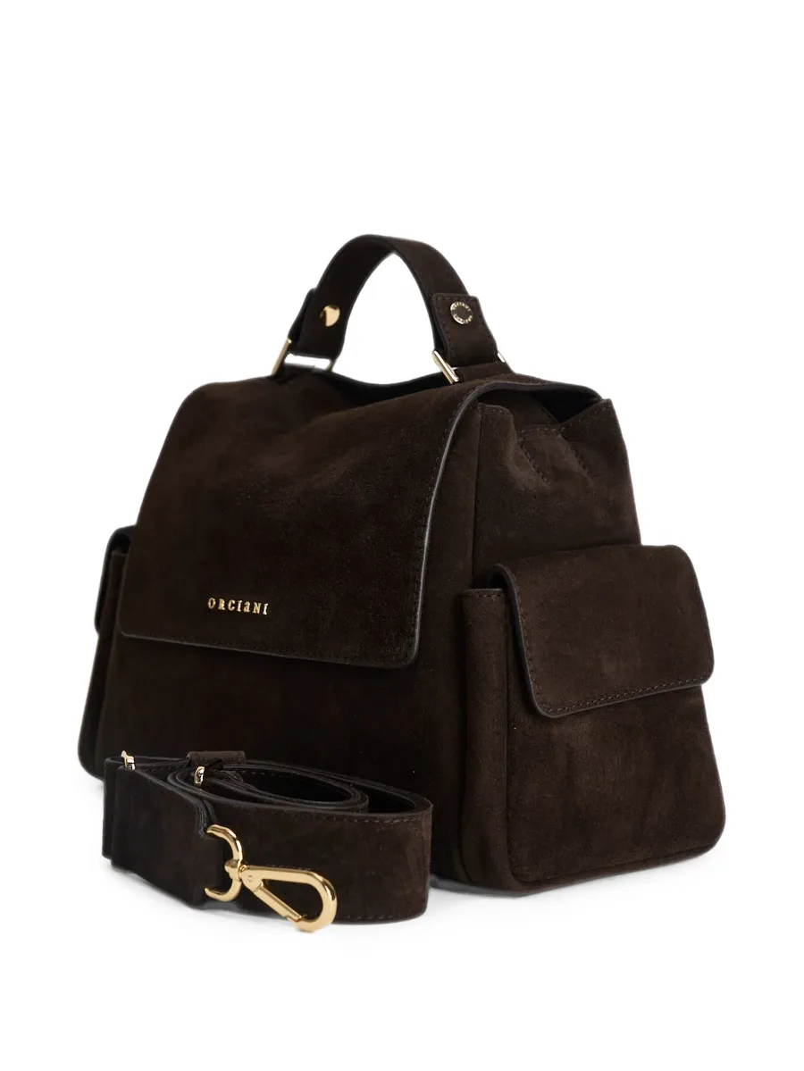logo-plaque suede tote bag 3