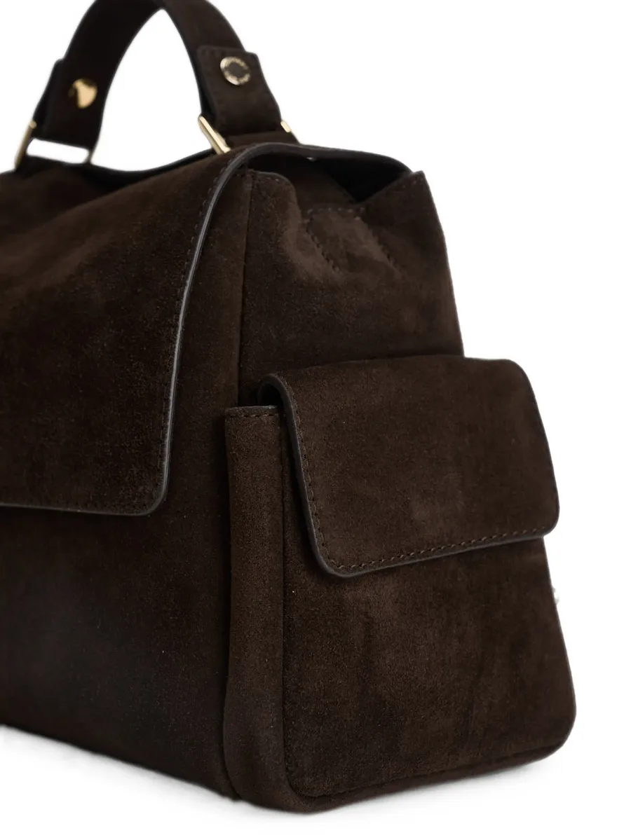 logo-plaque suede tote bag 5